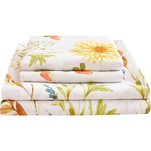 Multicolor Bedsheet, with Pillowcase 4pcs.Mattress Covers for King Queen and Full Size Bedding.