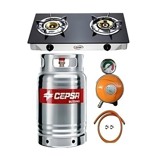 Gas Cylinder With Table Cooker + Regulator + Hose And Clips