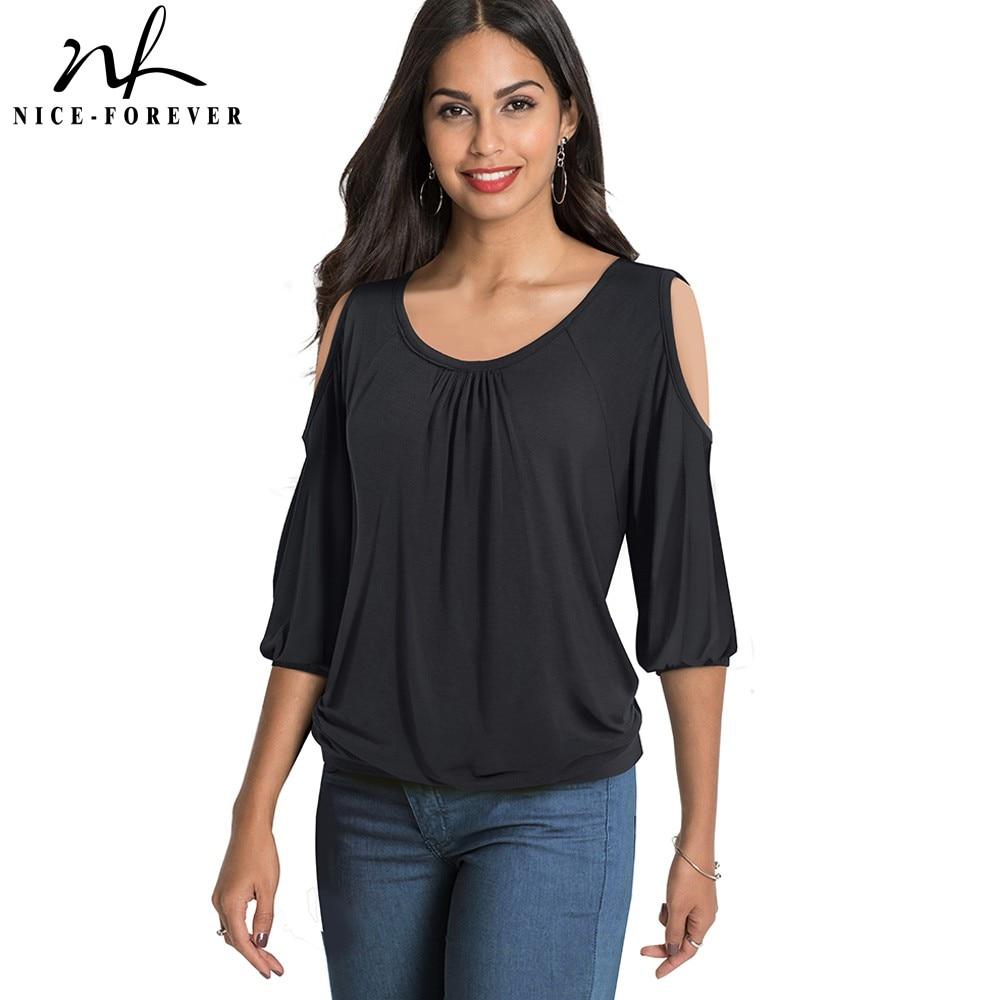 Casual Cold Shoulder with O Neckline Solid Color t-shirts .Women Spring Tees tops.