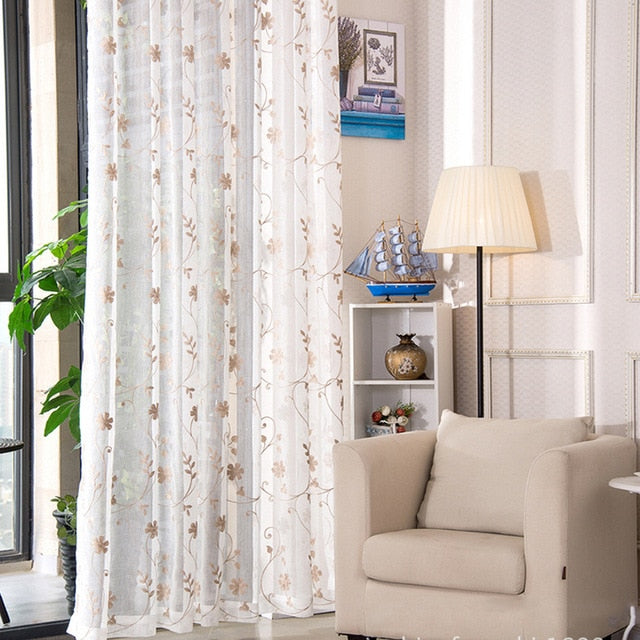 Korean White Embroidered Voile Curtains For Bedroom Window Curtain For Living Room Sheer Curtains Blinds Custom Made Drapes