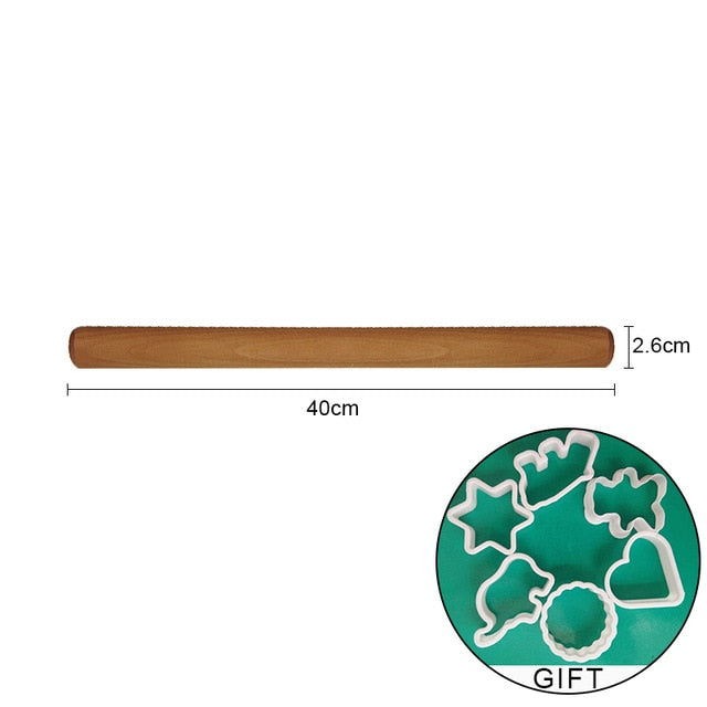 Rolling Pin Engraved Carved Wood. Embossed Rolling Pin with Christmas engravings,flower Wisteria and more.. .