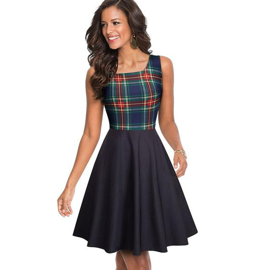 Summer Printed Pinup Dresses. Casual Women Flare Sun Dress.