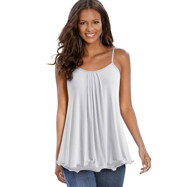 Summer Casual Square neck Sleeveless Tees Loose Female tops.