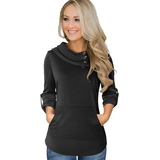 Casual Pure Color with Button t-shirts SpringTees tops.