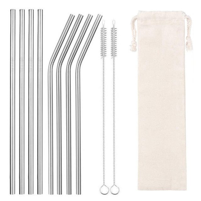 2/4/8Pcs Colorful Reusable Drinking Straw.High Quality 304 Stainless Steel Metal Straw with Cleaner Brush For Mugs 20/30oz.