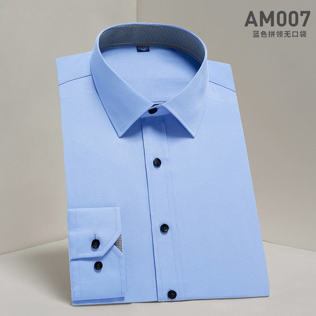 DAVYDAISY Men's Shirt Regular fit. Long Sleeve Twill Solid  Formal Business Shirt.