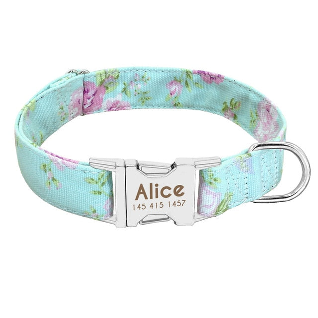 Custom Nylon Tag Collar for  Cat, Puppy and Dog. Leash Personalized. Pet Nameplate ID Collars Adjustable