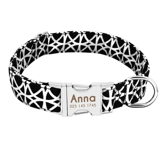 Custom Nylon Tag Collar for  Cat, Puppy and Dog. Leash Personalized. Pet Nameplate ID Collars Adjustable