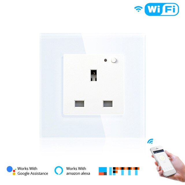 WiFi Smart Wall Plug Outlet Glass Panel Smart Life/Tuya APP Remote Control,Works with Amazon Echo Alexa Google Home EU FR UK