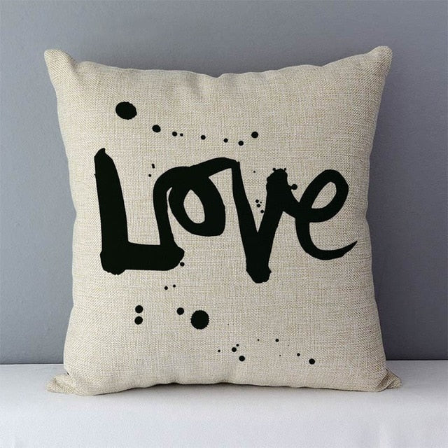 Popular phrase words letters printed couch cushion home decorative pillows 45x45cm cotton linen square cushions "Love you more"