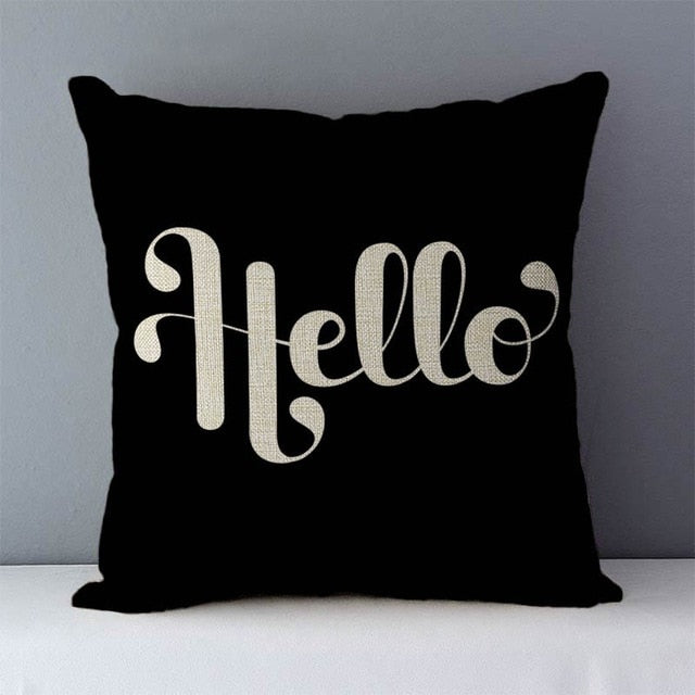 Popular phrase words letters printed couch cushion home decorative pillows 45x45cm cotton linen square cushions "Love you more"