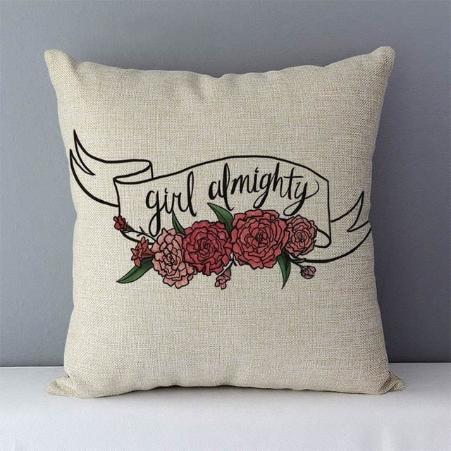 Popular phrase words letters printed couch cushion home decorative pillows 45x45cm cotton linen square cushions "Love you more"