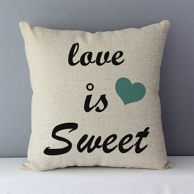 Popular phrase words letters printed couch cushion home decorative pillows 45x45cm cotton linen square cushions "Love you more"
