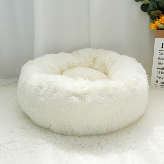 Fluffy Calming Dog Bed. Pet Dog Bed Warm Fleece Round.  Winter Pets Dog Beds For Medium Large Dogs and Cats.