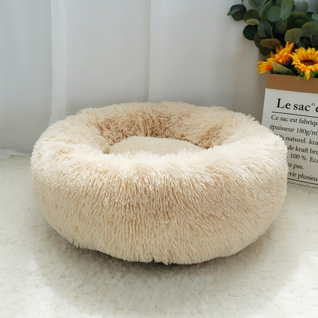 Fluffy Calming Dog Bed. Pet Dog Bed Warm Fleece Round.  Winter Pets Dog Beds For Medium Large Dogs and Cats.