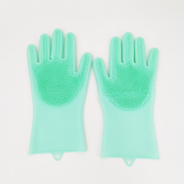 1Pair  Dishwashing Cleaning Gloves Magic Silicone Rubber Dish Washing Glove for Household Scrubber  Kitchen Clean Tool Scrub