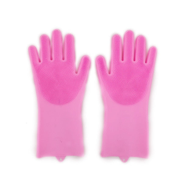 1Pair  Dishwashing Cleaning Gloves Magic Silicone Rubber Dish Washing Glove for Household Scrubber  Kitchen Clean Tool Scrub