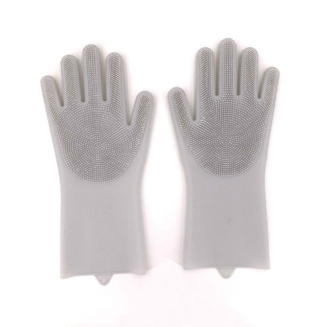 1Pair  Dishwashing Cleaning Gloves Magic Silicone Rubber Dish Washing Glove for Household Scrubber  Kitchen Clean Tool Scrub