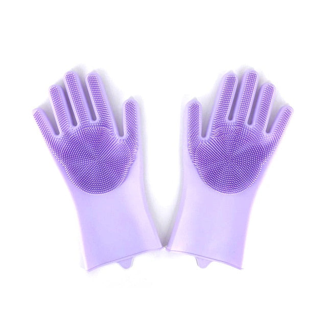 1Pair  Dishwashing Cleaning Gloves Magic Silicone Rubber Dish Washing Glove for Household Scrubber  Kitchen Clean Tool Scrub