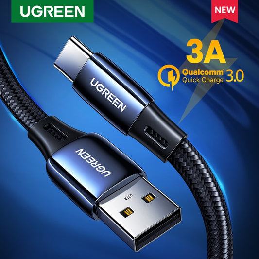 UGREEN USB Type C Cable Zinc Alloy USB A to Type- CFast Charging Cable for Samsung S20 S10 Note9 3A Quick Charge USB-C USB Cord