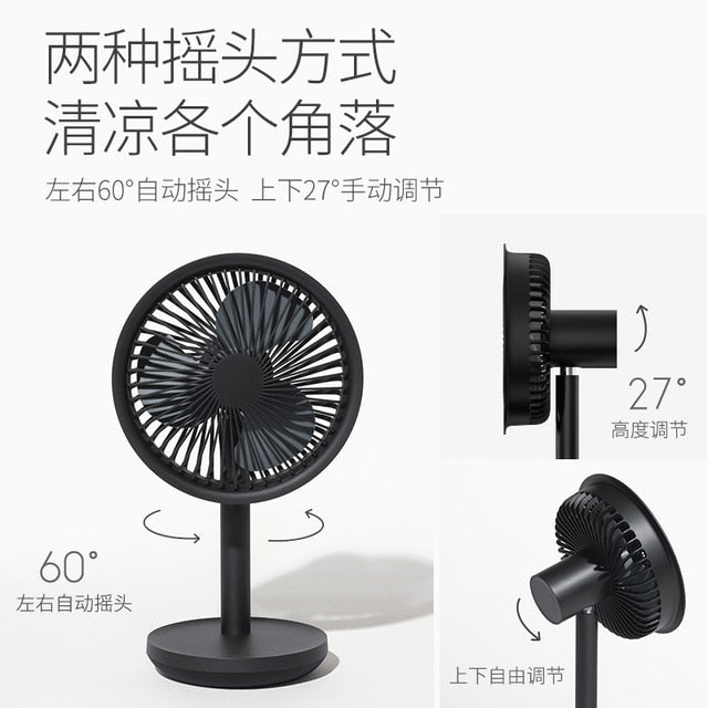 Xiaomi Desktop Fan 60 Degree Shaking Head Height Wind Speed Adjustable 4000mAh Type-C Chargeable Light Portable Fan SOLOVE Make