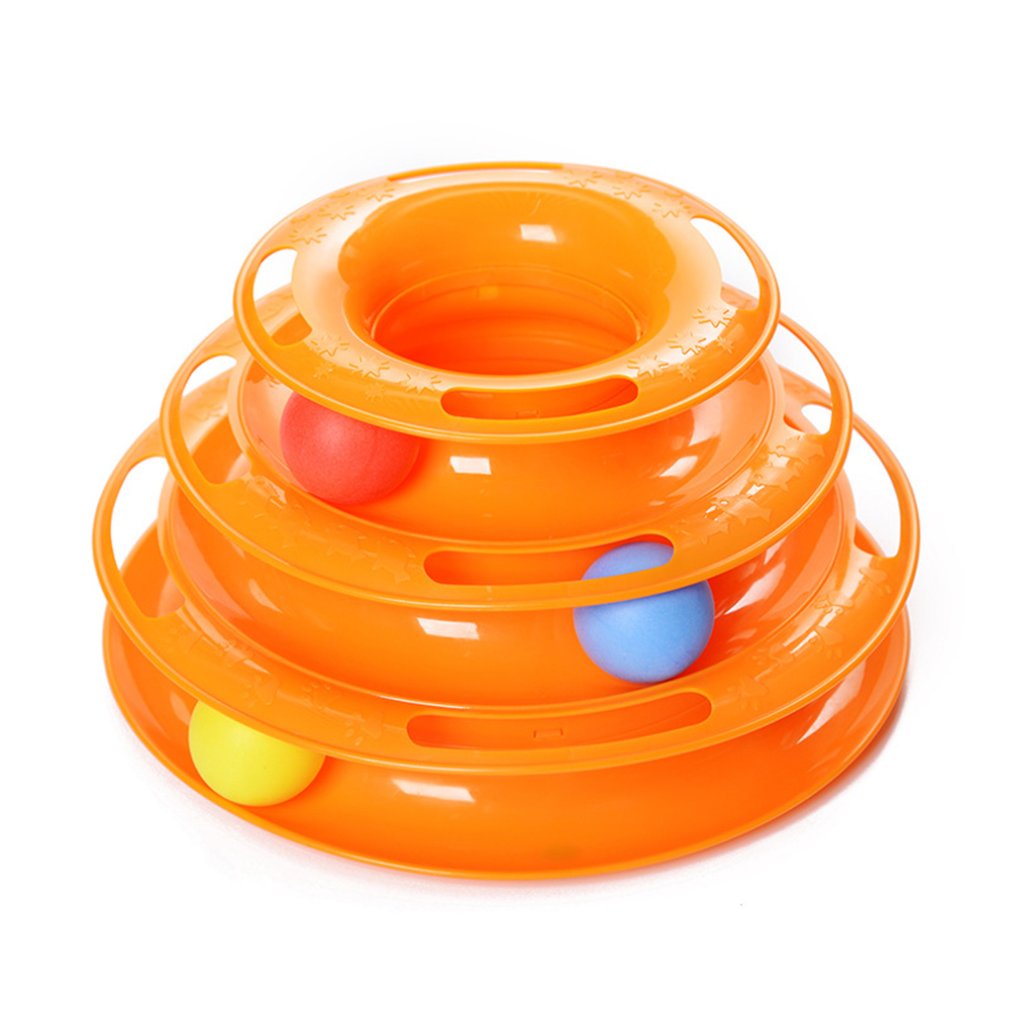 Three Levels Pet Cat Toy Tower Tracks Disc Cat Intelligence Amusement Triple Pay Disc Cat Toys Ball Training Amusement Plate