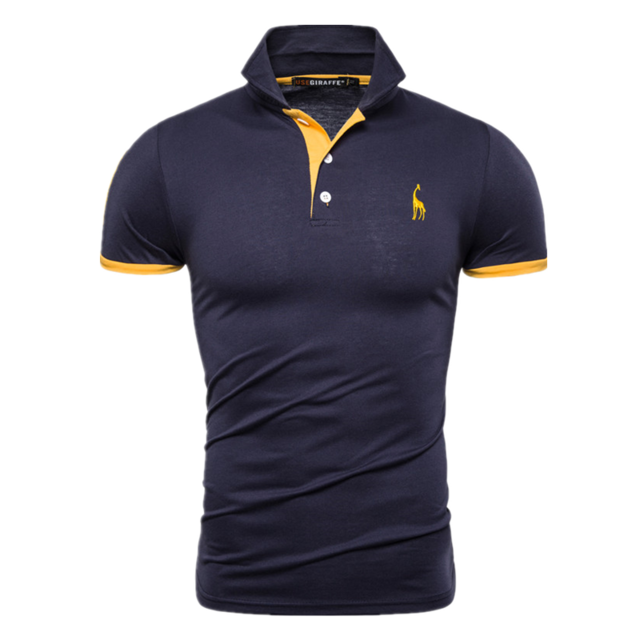 Polo Giraffe T Shirt for  Men.Casual Turn Down Collar, Deer Embroidery T-Shirts,13 colours.