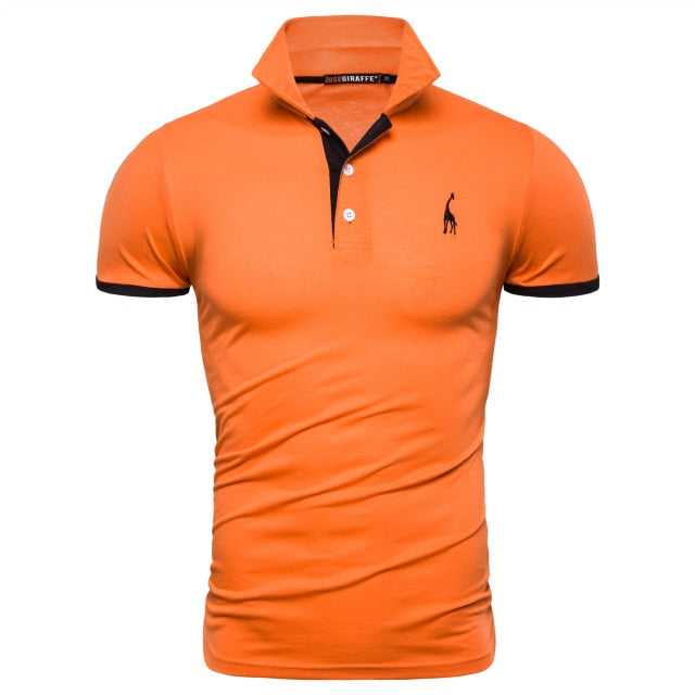Polo Giraffe T Shirt for  Men.Casual Turn Down Collar, Deer Embroidery T-Shirts,13 colours.