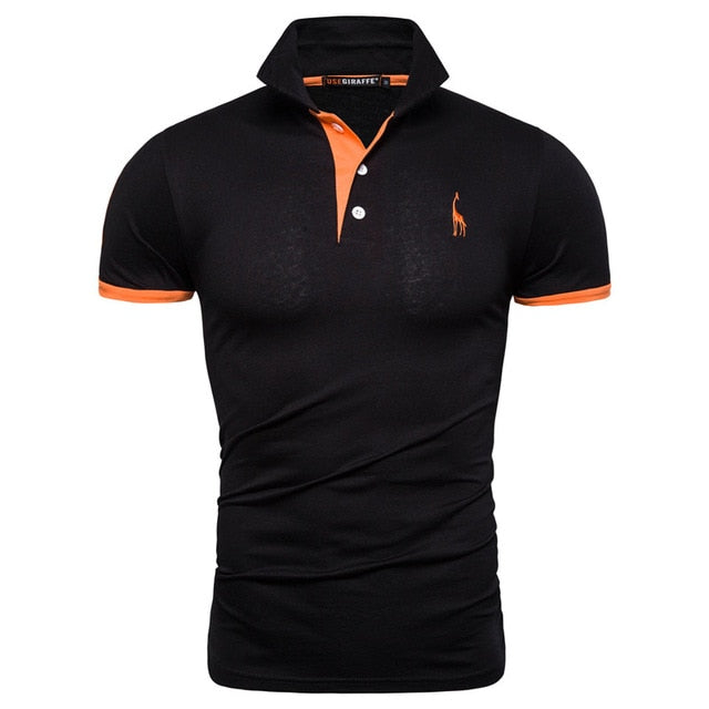 Polo Giraffe T Shirt for  Men.Casual Turn Down Collar, Deer Embroidery T-Shirts,13 colours.