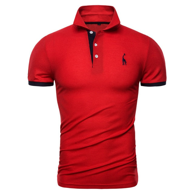 Polo Giraffe T Shirt for  Men.Casual Turn Down Collar, Deer Embroidery T-Shirts,13 colours.
