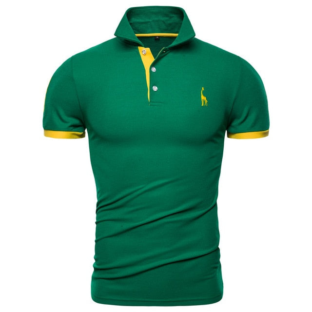 Polo Giraffe T Shirt for  Men.Casual Turn Down Collar, Deer Embroidery T-Shirts,13 colours.