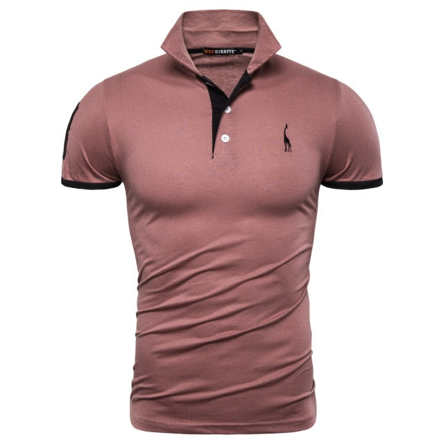 Polo Giraffe T Shirt for  Men.Casual Turn Down Collar, Deer Embroidery T-Shirts,13 colours.