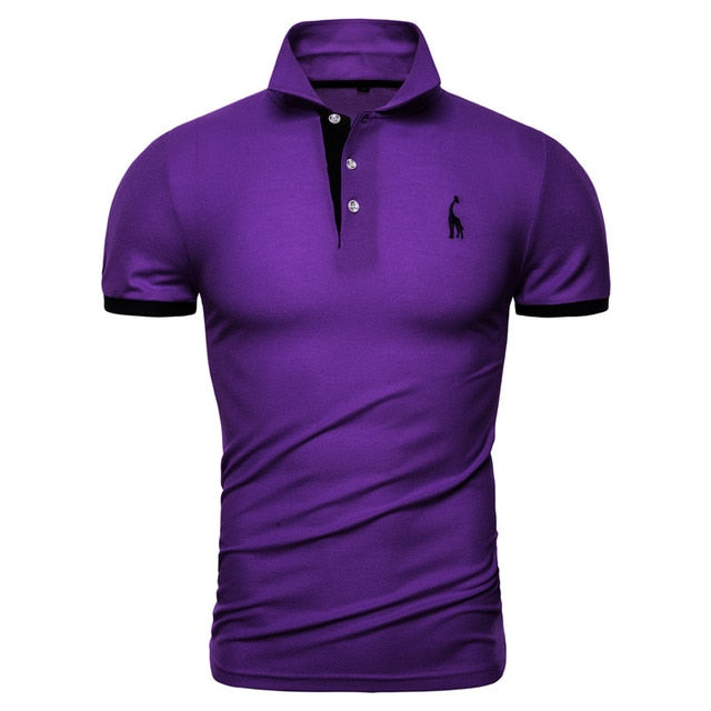 Polo Giraffe T Shirt for  Men.Casual Turn Down Collar, Deer Embroidery T-Shirts,13 colours.