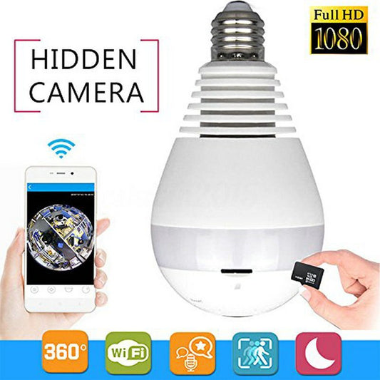 Bulb Light Wireless IP Camera Wi-fi FishEye 1080P 360 degree Mini CCTV VR Camera 2.0MP Home Security V380 WiFi Camera Panoramic