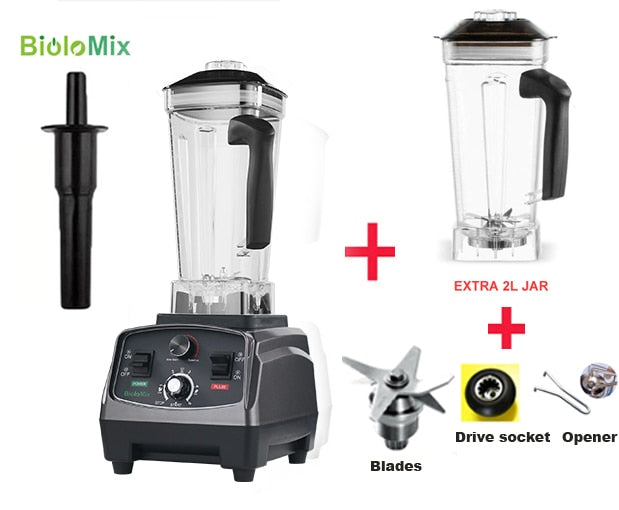 BioloMix 3HP 2200W Heavy Duty Commercial Grade Timer Blender Mixer Juicer Fruit Food Processor Ice Smoothies BPA Free 2L Jar