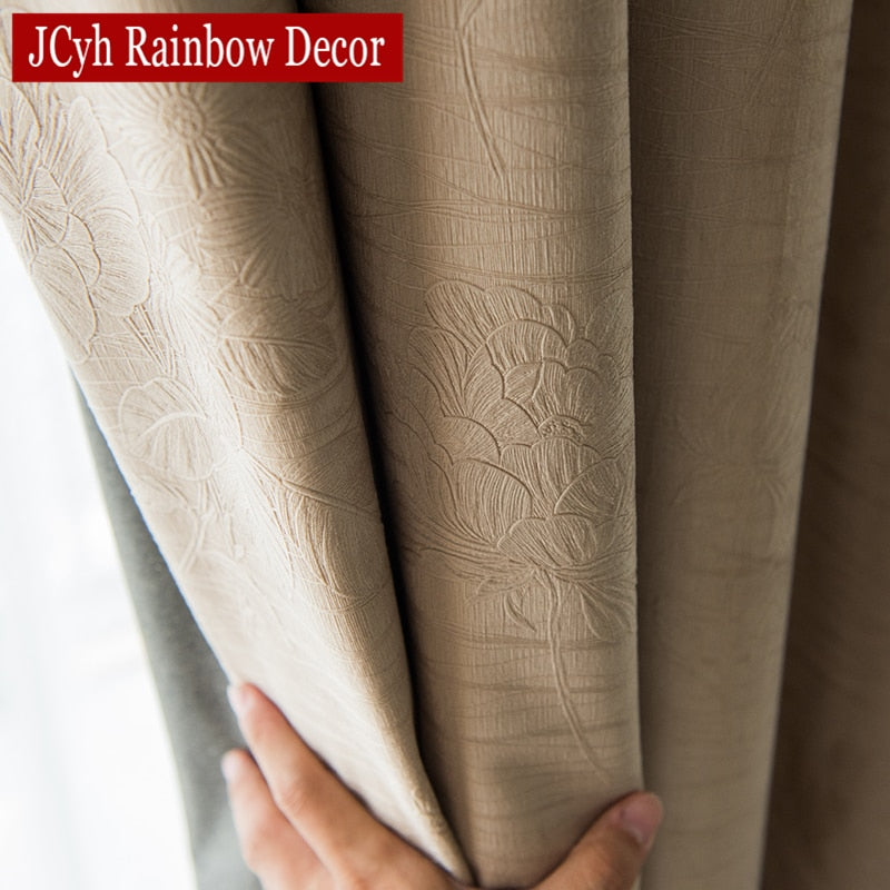 Solid Engraved Blackout Curtains For Living Room Bedroom Modern Blackout Curtains For Window Treatment Drapes Blinds Shading 85%